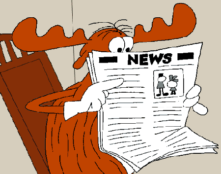 Bullwinkle Moose reading the news