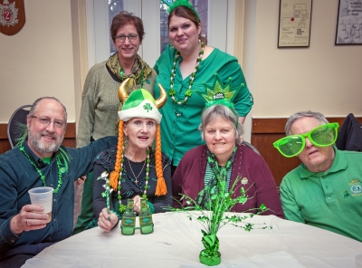 Front: Roger, Cindy, Karen, Eric; Back: Sally & Taunia (Wearing of the Green, 2014)
Photo by David Johns
Keywords: 2014