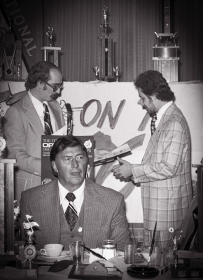 Peter Byrne, Lord Athol Layton and George Nasello (Optimists' Awards Dinner, 1975)
Photo by Don Daber
Keywords: 1975