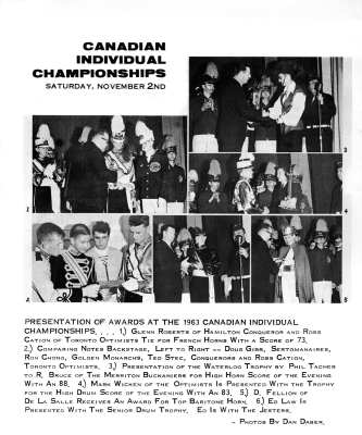 Some of the winners at the 1963 Canadian Individuals
Photos by Don Daber
From "Off The Line" magazine

Keywords: 1963