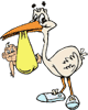 Image of a stork with a baby