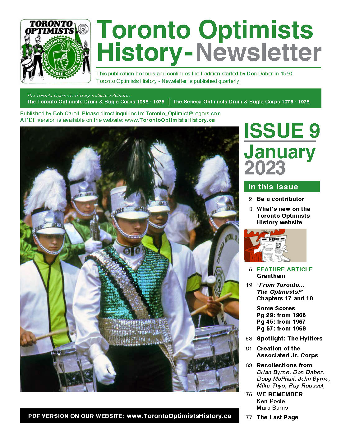 to the History website for the Toronto Optimists Drum & Bugle Corps